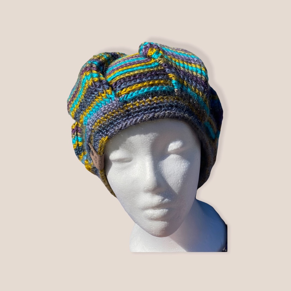 Handmade crochet beret style spiral cap